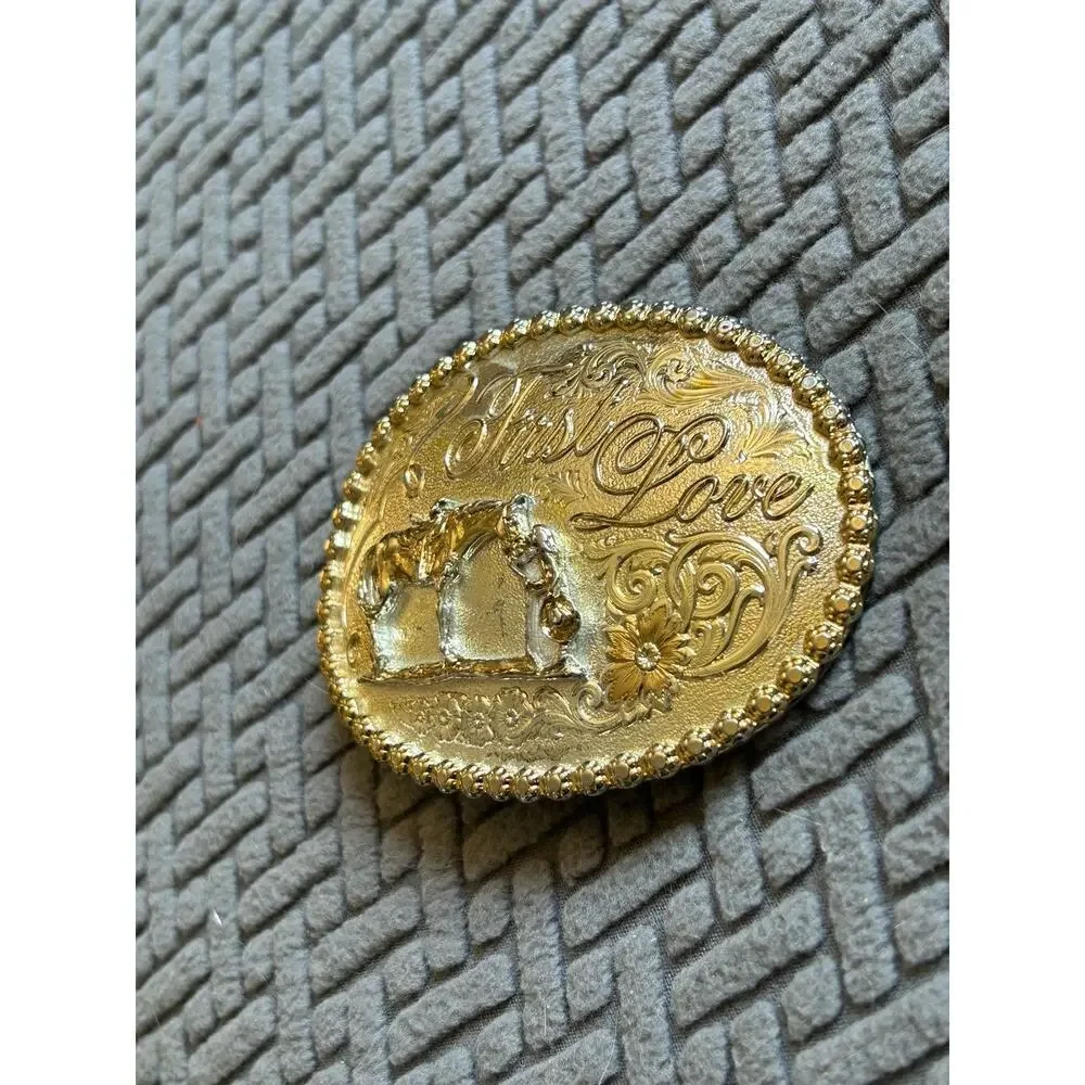 Montana Silversmiths First Love Girl & Horse Vintage Belt Buckle Cowgirl Western